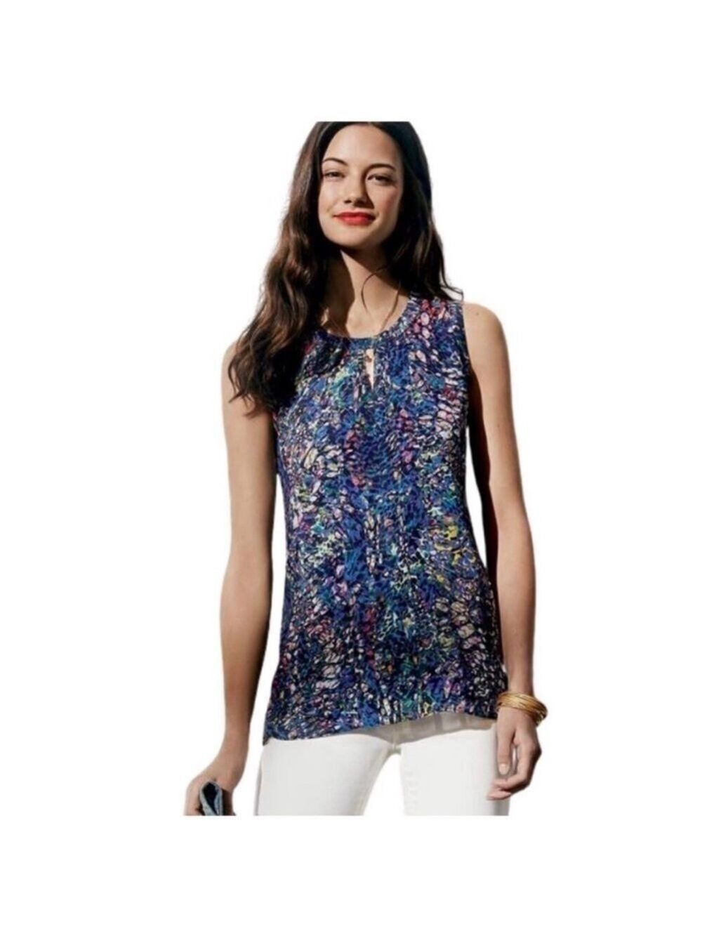 Cabi Stained Glass Keyhole Blouse Tank